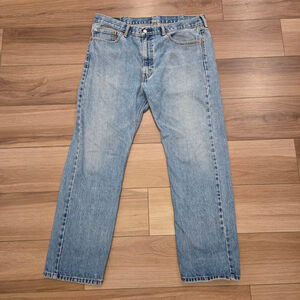 Men's Levi's 505 Straight Jeans W40 L32 Light Wash Blue Denim